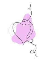 uma desenhando do uma coração com uma Rosa e roxa redemoinho vetor