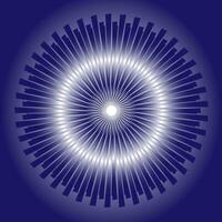 abstrato geométrico padronizar dentro a Formato do metálico brilhante linhas e listras arranjado dentro uma círculo em uma azul fundo vetor