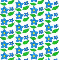 vetor textura dentro a Formato do lindo azul flores e verde folhas em uma branco fundo