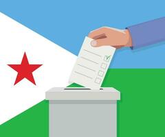 djibouti eleição conceito. mão coloca voto boletim vetor