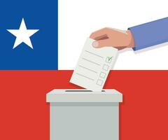 Chile eleição conceito. mão coloca voto boletim vetor