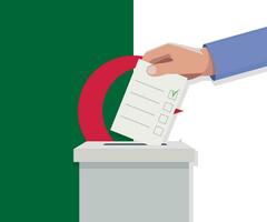 Argélia eleição conceito. mão coloca voto boletim vetor