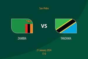 Zâmbia vs Tanzânia futebol placar transmissão modelo vetor