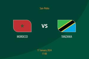 Marrocos vs Tanzânia futebol placar transmissão modelo vetor