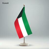 bandeira do Kuwait suspensão em uma bandeira ficar em pé. vetor