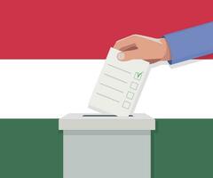 Hungria eleição conceito. mão coloca voto boletim vetor