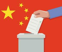 China eleição conceito. mão coloca voto boletim vetor