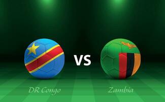 dr Congo vs Zâmbia futebol placar transmissão modelo vetor
