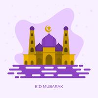 Plano Eid Mubarak Saudações Vector Illustration