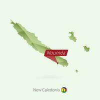 verde gradiente baixo poli mapa do Novo Caledônia com capital noumea vetor