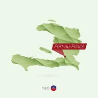 verde gradiente baixo poli mapa do Haiti com capital porto príncipe vetor