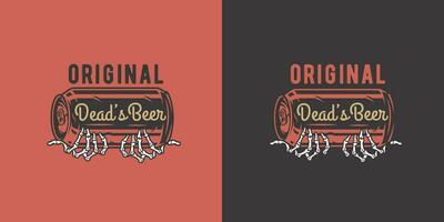 Cerveja pode com esqueleto mão para bar. preparar Projeto vetor
