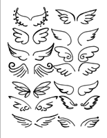 Conjunto de vetores de mão desenhada de asas