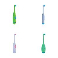 escova de dente ícones conjunto desenho animado vetor. vários elétrico dental escova de dente vetor