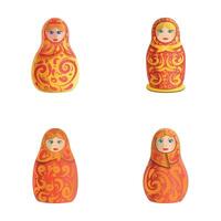 matryoshka ícones conjunto desenho animado vetor. russo boneca vetor