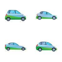 elétrico carro ícones conjunto desenho animado vetor. sustentável verde e renovável poder vetor