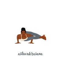 mulher praticando ioga, fazendo suporte de braço astavakrasana, pose de oito ângulos de equilíbrio de braço assimétrico. ilustração vetorial plana isolada no fundo branco vetor