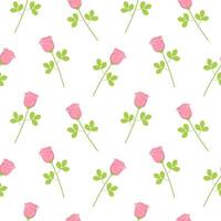 floral desatado padronizar com Rosa rosa flor hastes. vetor fundo ilustração para dia dos namorados dia decoração
