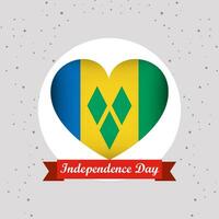 santo Vincent e a granadinas independência dia com coração emblema Projeto vetor