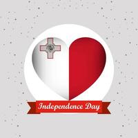 Malta independência dia com coração emblema Projeto vetor