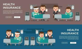 uma vetor ilustração do uma homem dentro a hospital ferido e seguro Serviços conceito para bandeira, saúde seguro conceito. proteção saúde. Cuidado médico. cuidados de saúde conceito.