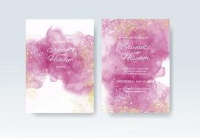 cartão de convite de casamento em aquarela. aquarela de cartão de casamento lindo com esguicho. vetor