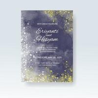 cartão de convite de casamento em aquarela. aquarela de cartão de casamento lindo com esguicho. vetor