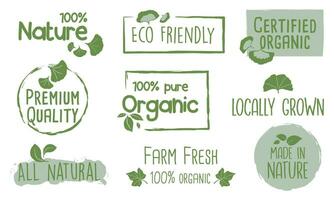 orgânico comida, saudável vida e natural produtos etiquetas e Distintivos para Comida mercado, comércio eletrônico, orgânico produtos promoção. vetor