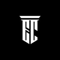 logotipo do monograma ec com estilo de emblema isolado em fundo preto vetor