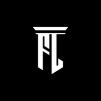 logotipo do monograma fl com o estilo do emblema isolado em fundo preto vetor
