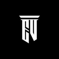 logotipo do monograma ev com o estilo do emblema isolado em fundo preto vetor