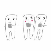 ilustração de desenho vetorial de aparelho dentário bonito, desenhado à mão, doodle vetor