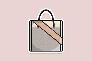 luxo mulheres Bolsa ou Bolsa adesivo Projeto vetor ilustração. beleza moda objetos ícone conceito. senhoras brilhante couro bolsa, fêmea moda acessórios adesivo Projeto logotipo ícone.