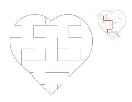 coração Labirinto, uma enigma jogos com labirintos. uma Labirinto jogo. uma Labirinto com respostas. vetor