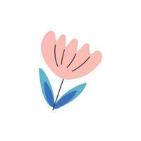 Rosa flor com haste e folhas. símbolo do amor, romance. Projeto para dia dos namorados dia. Primavera elemento. vetor