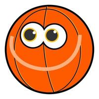 desenho animado de basquete com uma cara feliz vetor