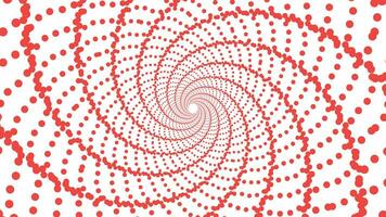 abstrato espiral pontilhado fiação vermelho e branco vórtice estilo flor fundo. vetor