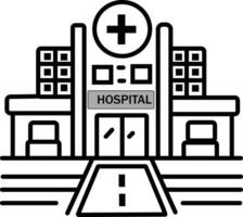 hospital linha ícone, esboço vetor sinal, linear estilo pictograma isolado em branco. médico construção símbolo, logotipo ilustração. editável acidente vascular encefálico