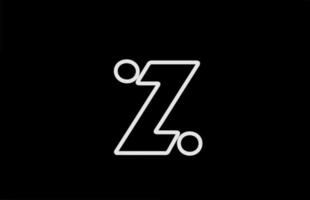 Ícone de logotipo de letra do alfabeto z com linha. cor branca preta para empresa e design de negócios vetor
