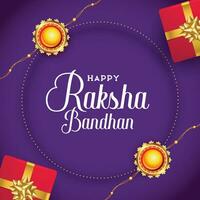 raksha bandhan desejos cartão com rakhi e presente caixas vetor
