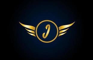 ícone de logotipo de letra do alfabeto ouro dourado i wing wings com design elegante para empresas e negócios vetor