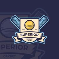 Modelo de vetor de logotipo de cricket plana Vintage