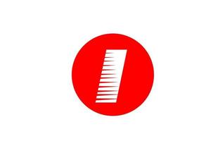 logotipo da letra do alfabeto i ícone para a empresa e negócios. design de ícone simples para identidade corporativa com listras de linha e círculo vermelho vetor