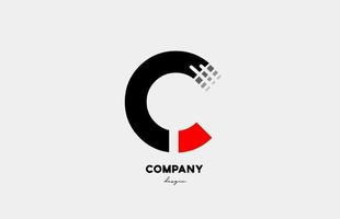 Projeto do ícone do logotipo de letra do alfabeto c preto vermelho para negócios e empresa vetor