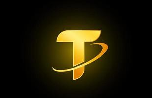 t ícone do logotipo da letra do alfabeto para negócios e empresa com design dourado vetor