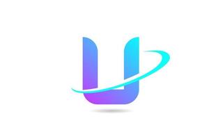 Projeto do ícone do logotipo da letra do alfabeto rosa azul u com swoosh para negócios e empresa vetor