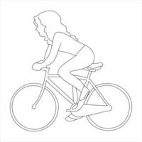 solteiro linha contínuo desenhando do clássico bicicleta e homem- mulher clássico bicicleta vetor ilustração