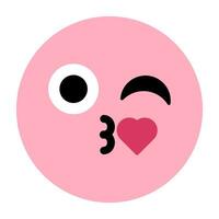 beijo com coração expressão fofa emoji ícone vetor
