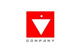 ícone do logotipo da letra do alfabeto v vermelho branco para negócios e empresa com design de ponto vetor