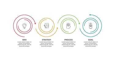 linha conceito para infográfico com 4 passos, opções, partes ou processos. o negócio dados visualização. vetor